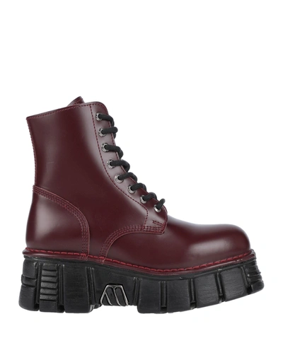 New Rock Ankle Boots In Maroon