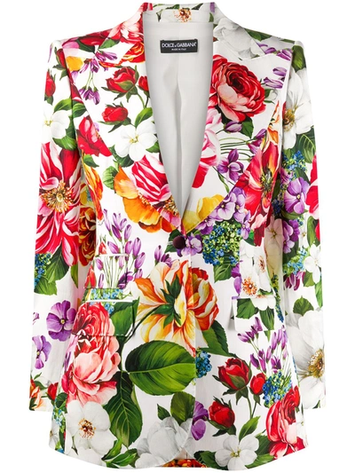 Dolce & Gabbana Flower Printed Cotton Drill Jacket In Floral Print