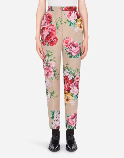 Dolce & Gabbana High-waisted Floral Jacquard Pants In Floral Print