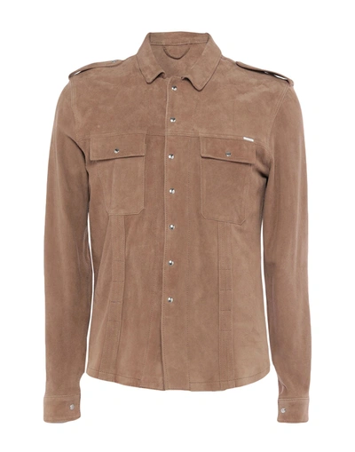 Aglini Leather Jacket In Light Brown