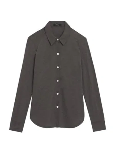 Theory Riduro Organic Cotton Shirt In Ash