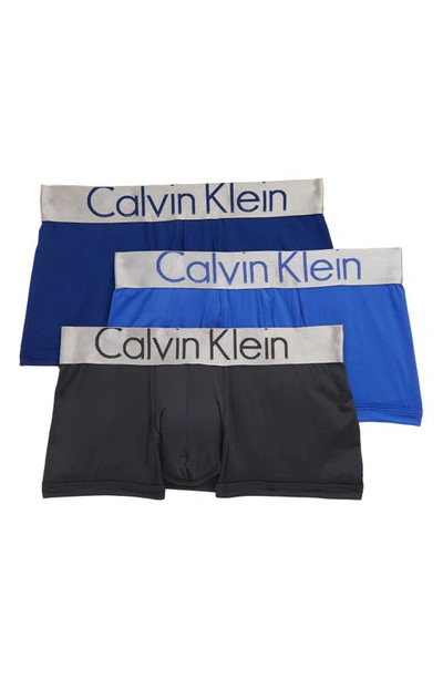 Calvin Klein 3-pack Low Rise Trunks In Blue Combo