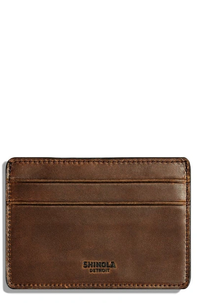 Shinola Leather Card Case In Medium Brown