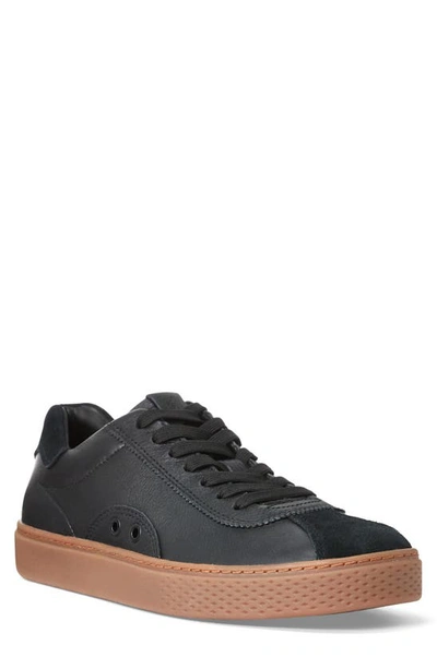Polo Ralph Lauren Court 100 Lux Sneaker In Black Leather