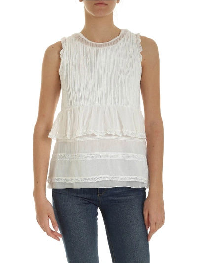 Dondup Flounced And Trimmings Top In White