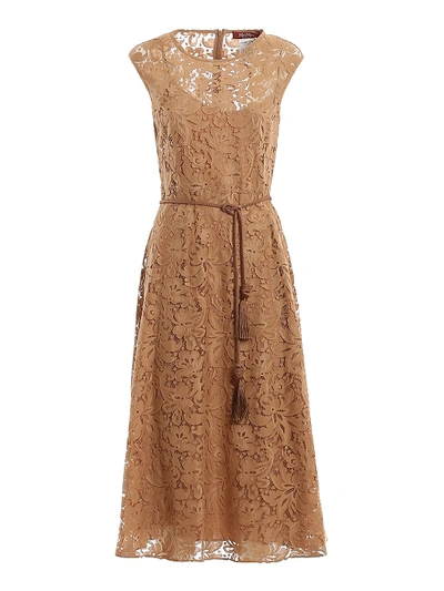 Max Mara Pacche Long Sleeveless Dress In Camel Color