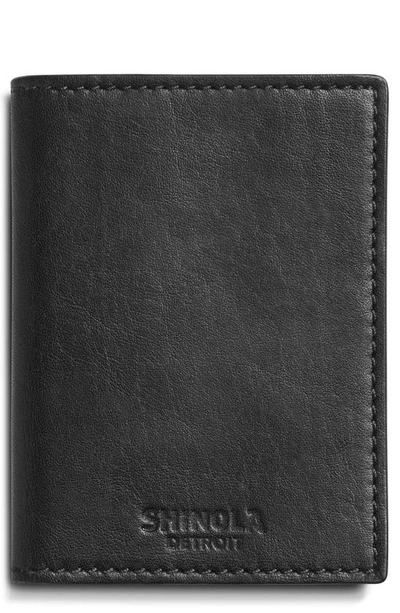 Shinola Fulton Rfid Leather Folding Card Case In Black