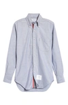 Thom Browne Extra Trim Fit Oxford Shirt With Grosgrain Trim In Navy