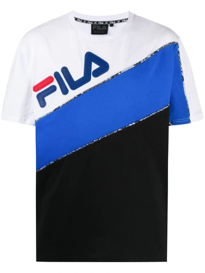 Fila Logo T-shirt In Electric Blue, Black And White