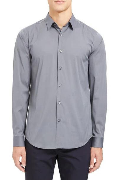 Theory Sylvain Slim Fit Button-up Dress Shirt In Mid Grey