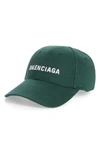Balenciaga Embroidered Baseball Cap In Green