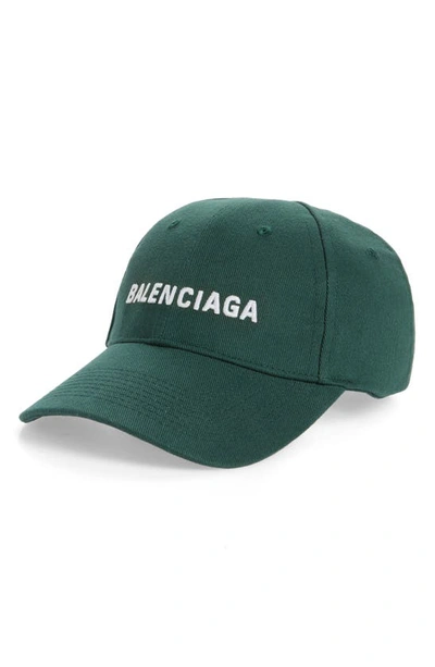 Balenciaga Embroidered Baseball Cap In Green