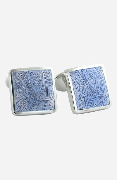 David Donahue Paisley Sterling Silver Cufflinks In Blue