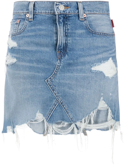 Denimist Page Mid-rise Distressed Denim A-line Skirt
