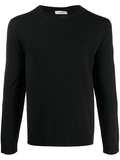Valentino Crew-neck Pullover In Black With Stud Detail