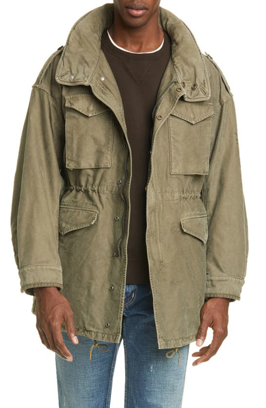Visvim Bickle Damaged Cotton Jacket In Olive | ModeSens