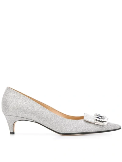 Sergio Rossi Sr1 Pumps With Silver Glitter And Jewel Detail