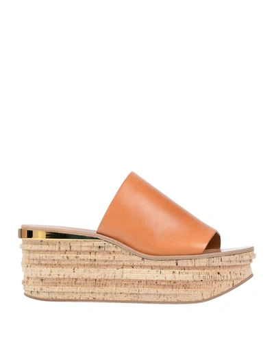 Chloé Camille Wedges In Cognac Brown In Tan