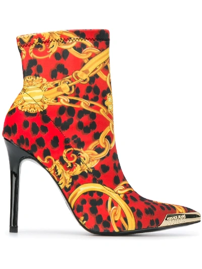 Versace Jeans Couture Linea Fondo Christy Boots In Leo Baroque In Red