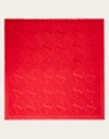 Valentino Garavani Vlogo Signature Jacquard Shawl In Silk And Wool 140x140 Cm Woman Rosso   In ロッソ ヴァレンティノ