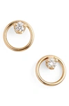 Zoë Chicco Diamond Circle Stud Earrings In Yellow Gold