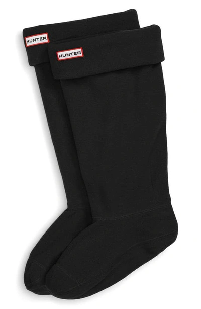 Hunter Original Tall Cable Knit Cuff Welly Boot Socks In Black Fleece
