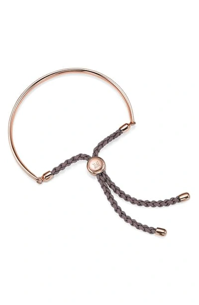 Monica Vinader Engravable Fiji Friendship Bracelet In Rose Gold/ Mink