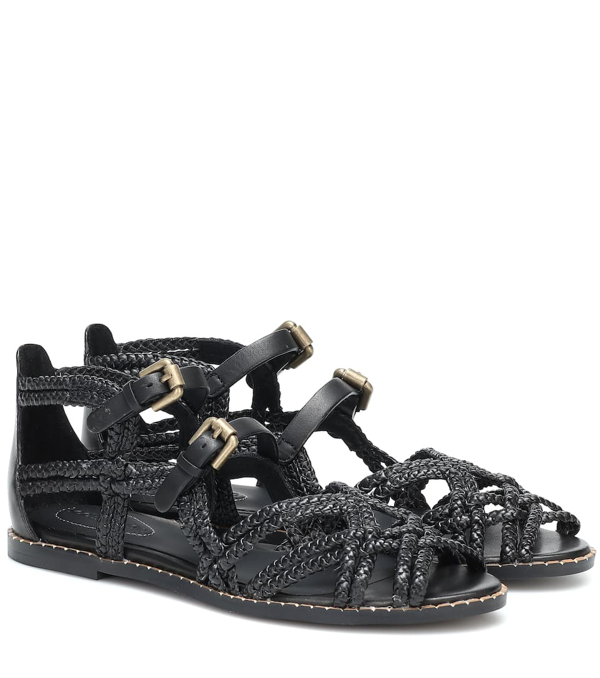 See By Chloé Katie Braided Flat Sandal In Black | ModeSens