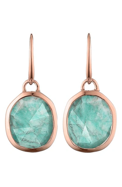 Monica Vinader Siren Semiprecious Stone Drop Earrings In Amazonite/ Rose Gold