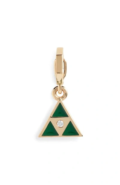 Harwell Godfrey Open Bale Triangle Enhancer Pendant With Diamond In Yellow Gold/ Green