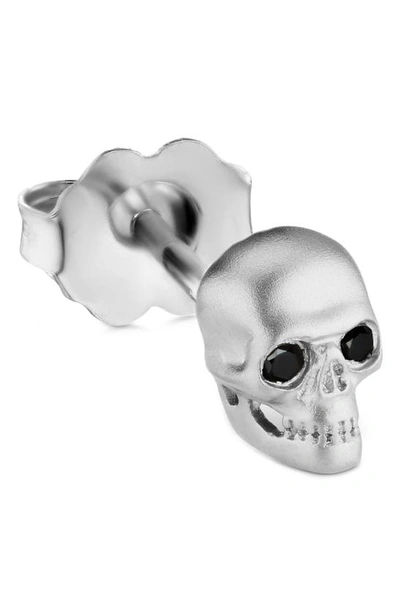 Maria Tash Large Matte Skull With Diamond Eyes Threaded Stud Earring In White Gold