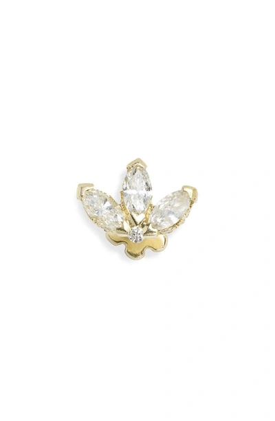 Maria Tash Engraved Diamond Lotus Stud Earring In Yellow Gold