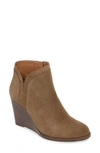 Lucky Brand Yimina Wedge Bootie In Antique Green Suede
