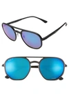 Ray Ban 53mm Chromance Polarized Aviator Sunglasses In Black/ Green Mir Blue Polar