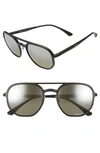 Ray Ban 53mm Chromance Polarized Aviator Sunglasses In Black/ Grey Grad Polar