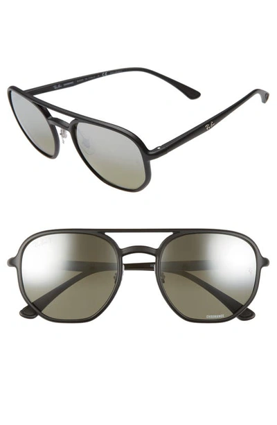 Ray Ban 53mm Chromance Polarized Aviator Sunglasses In Black/ Grey Grad Polar