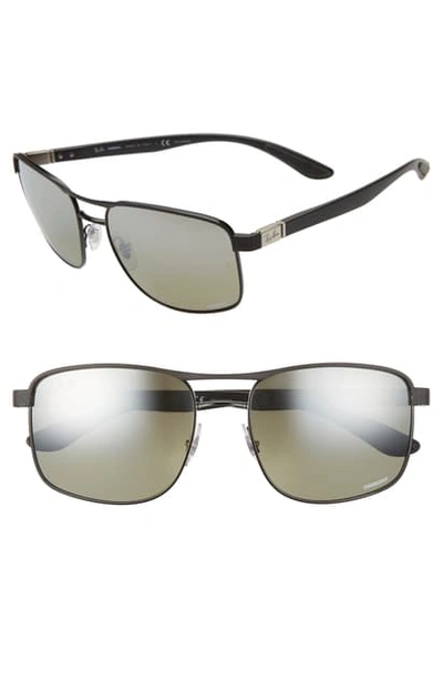 Ray Ban 58mm Chromance Polarized Sunglasses In Black/ Grey/ Grey