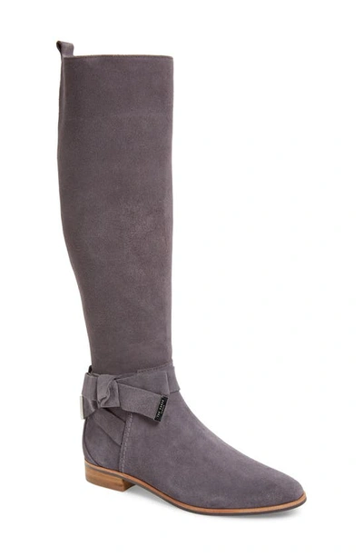 Ted Baker Sintial Knotted Strap Knee High Boot In Charcoal