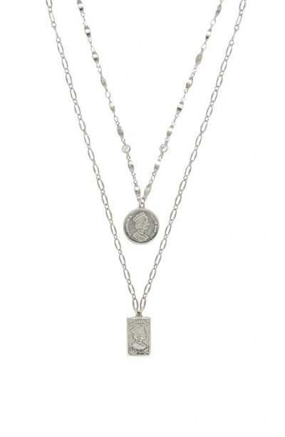 Ettika Set Of 2 Pendant Necklaces In Silver
