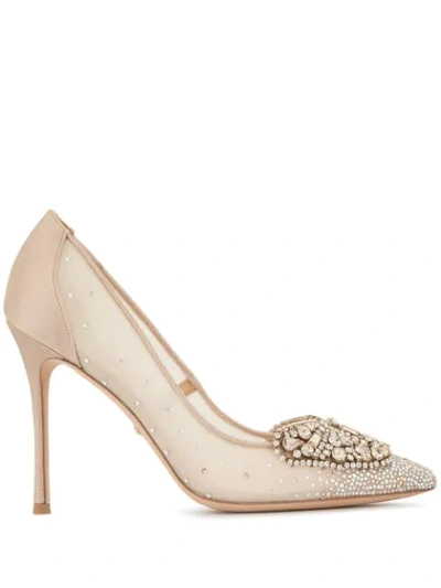 Badgley Mischka Quintana Crystal Embellished Pointed Toe Pump In Ivory