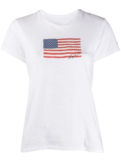 Polo Ralph Lauren Usa Flag Print Logo T-shirt In White