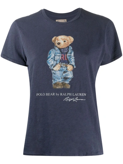 Polo Ralph Lauren Polo Bear-print Cotton T-shirt In Dark Blue