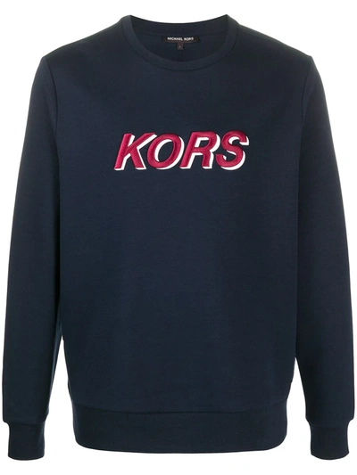 Michael Kors Logo Embroidery Cotton Sweatshirt In Blue