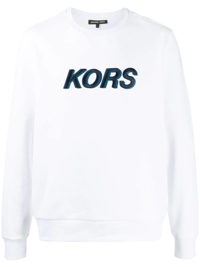 Michael Kors Logo Embroidery Cotton Sweatshirt In White
