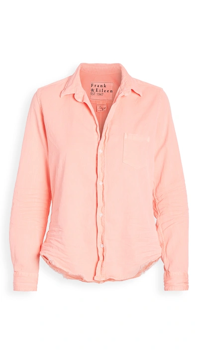 Frank & Eileen Cotton Voile Button-up Shirt In Neon Pink