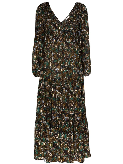 Rixo London Brooke Shirred Printed Silk And Cotton-blend Maxi Dress In Klimt Wave Stripe