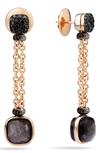Pomellato Nudo Obsidian & Black Diamond Drop Earrings In Rose Gold/ Obsidian/ Black