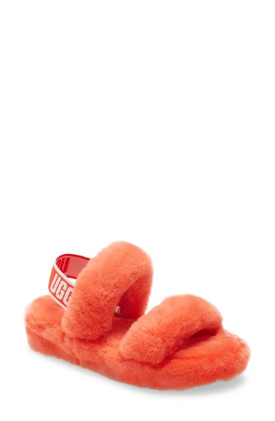 Ugg Women's Oh Yeah Shearling Slingback Slippers In Lava Flow
