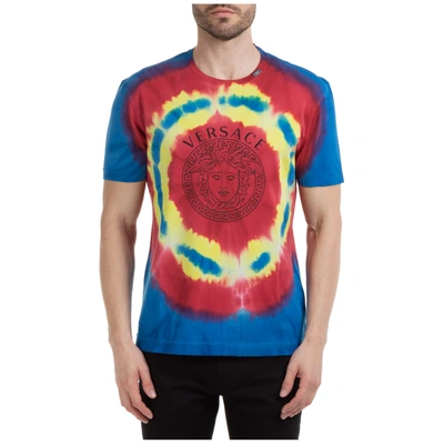 Versace Men's Short Sleeve T-shirt Crew Neckline Jumper Medusa In Multicolor
