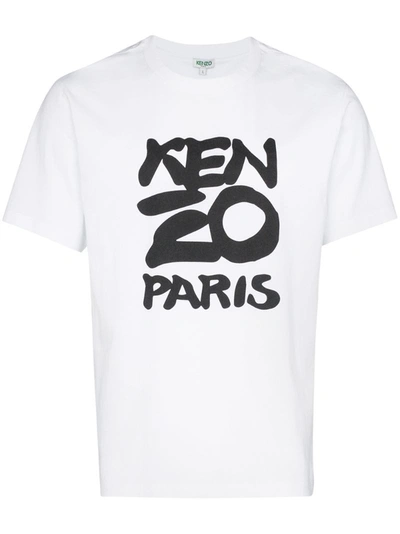 Kenzo Paris Logo Print T-shirt In White